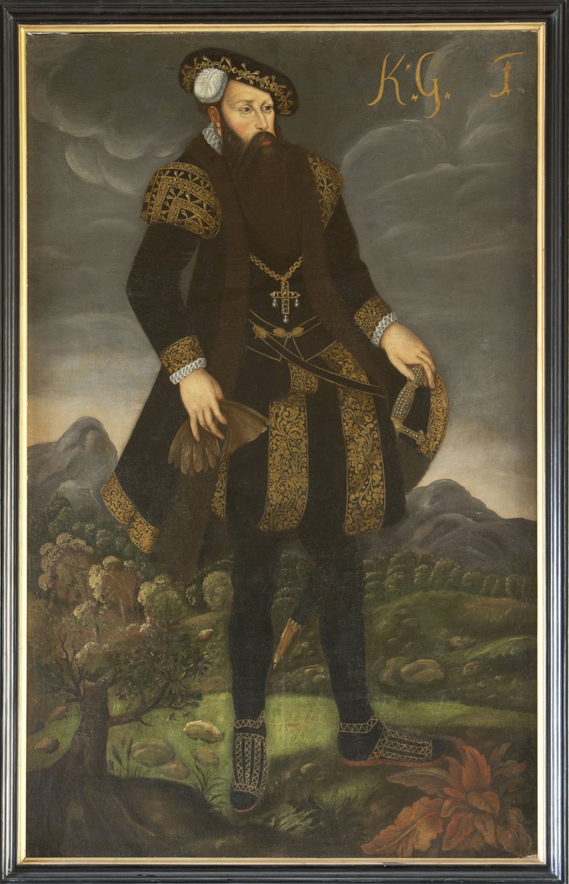 Gustave I Vasa de Suede - Ruotsin kuninkaan Kustaa I:n (1496-1560) muotokuva, Nimetön. Öljy kankaalle. Mitat: 200x125 cm. Tukholman kansallismuseo tekijältä Unknown artist