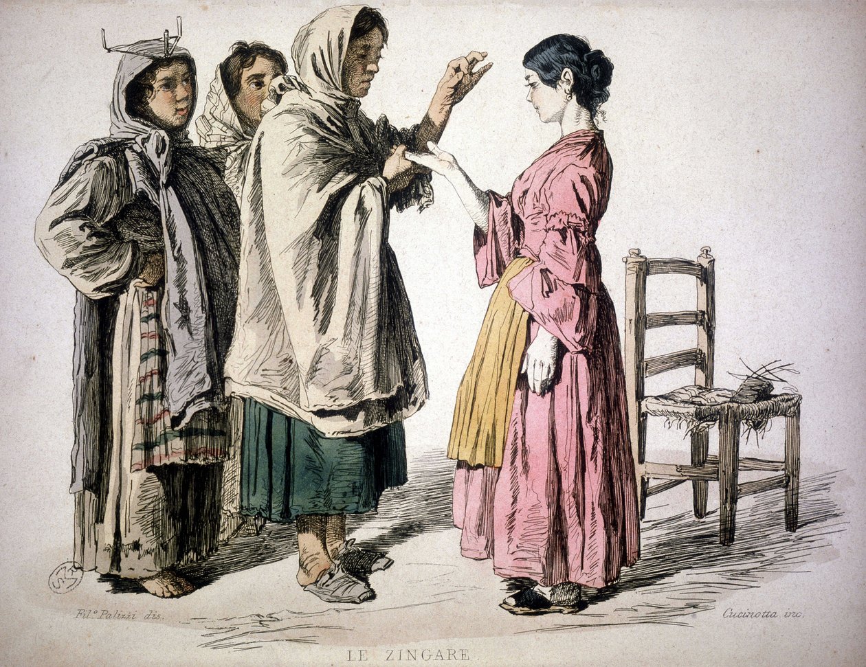 Mustalainen lukeminen kädessä - kirjassa "" Napolin kuningaskunnan tapa", De Bourcard tekijältä Unknown artist