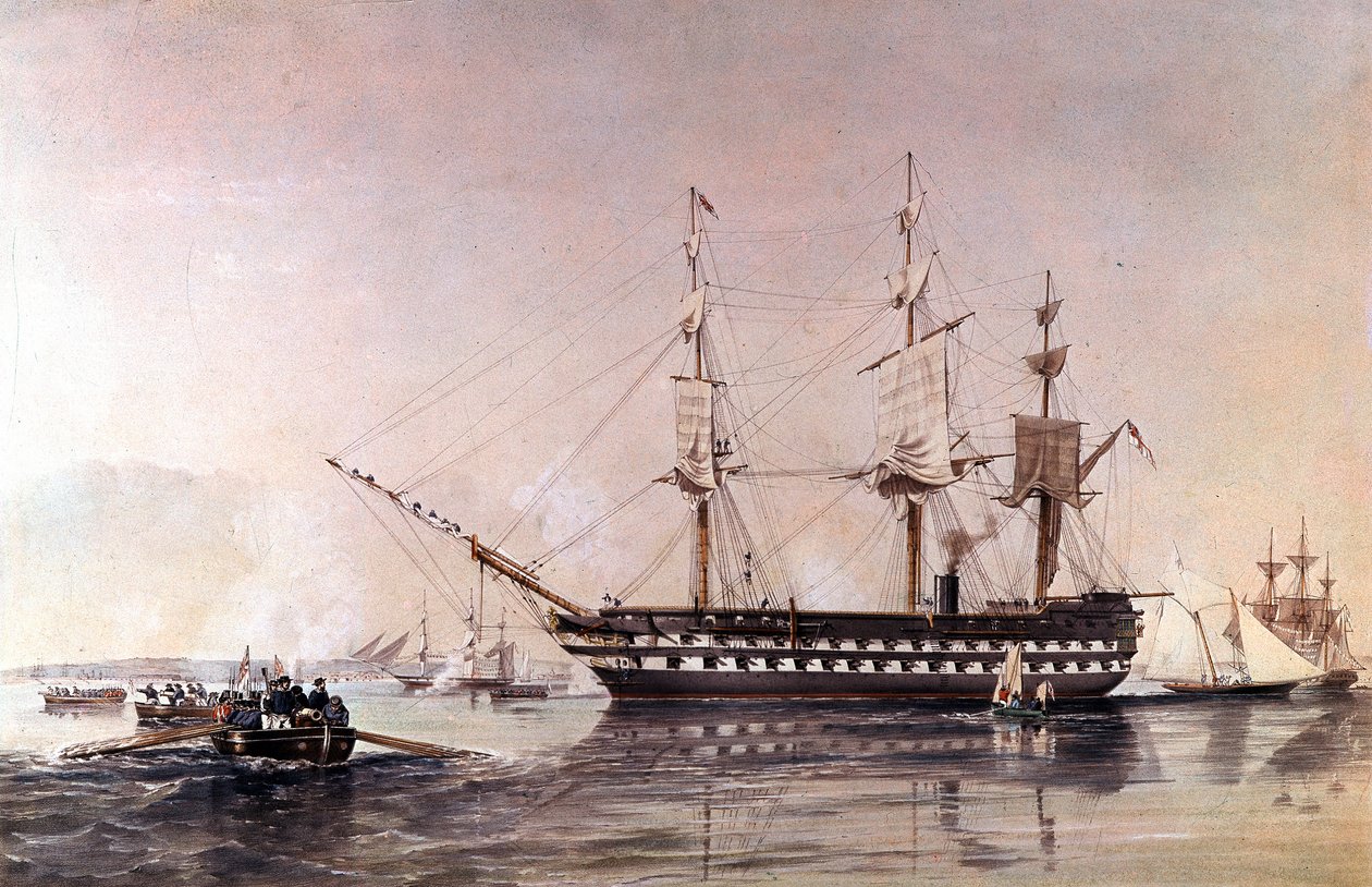HMS Agamemnon 91 ampuu kuninkaallista laivastoa - HMS Agamemnon toisen linjan alus, joka rakennettiin kuninkaalliselle laivastolle vuonna 1852 - tekijältä Unknown artist