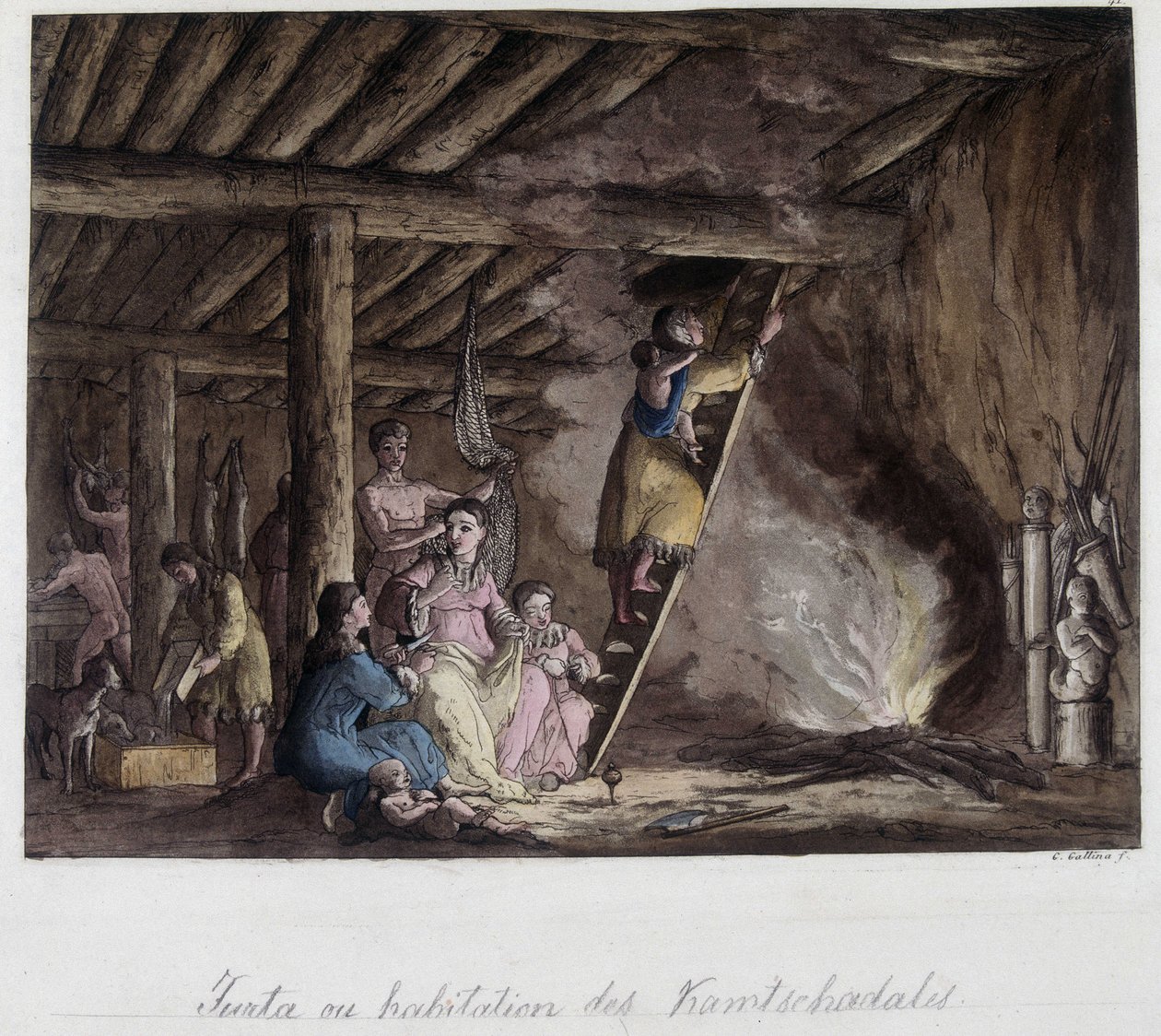 Kamtschadalesin asuinalue, Siperia. "" Vanha ja moderni puku"" tekijältä Unknown artist