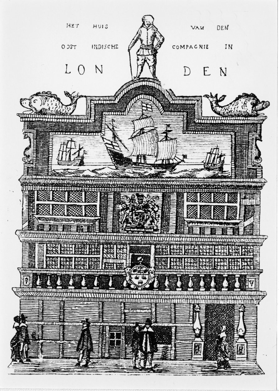 East India Companyn pääkonttori Lontoossa 1600-luvulla. tekijältä Unknown artist
