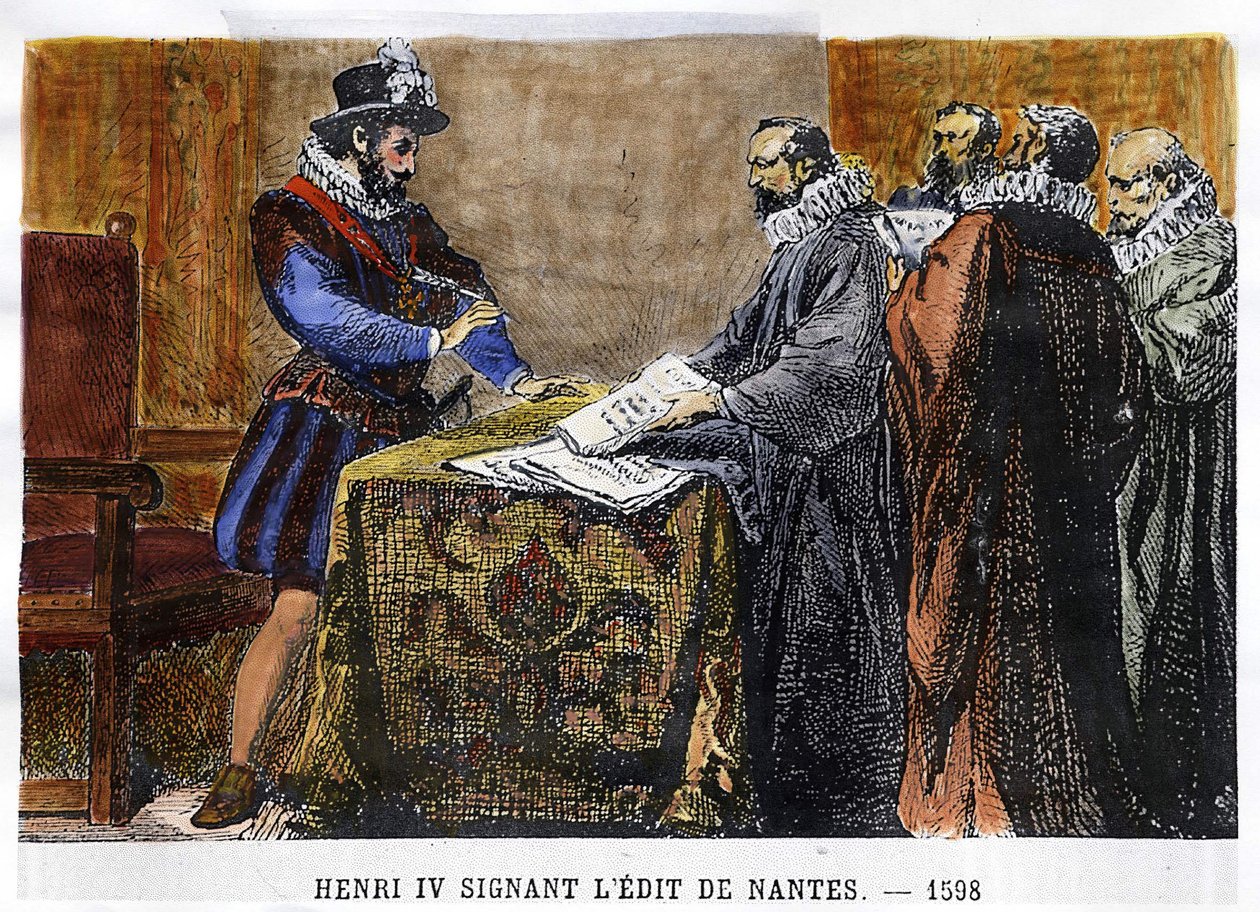 Henri IV (1553 - 1610) allekirjoitti Edit de Nantesin vuonna 1598. tekijältä Unknown artist