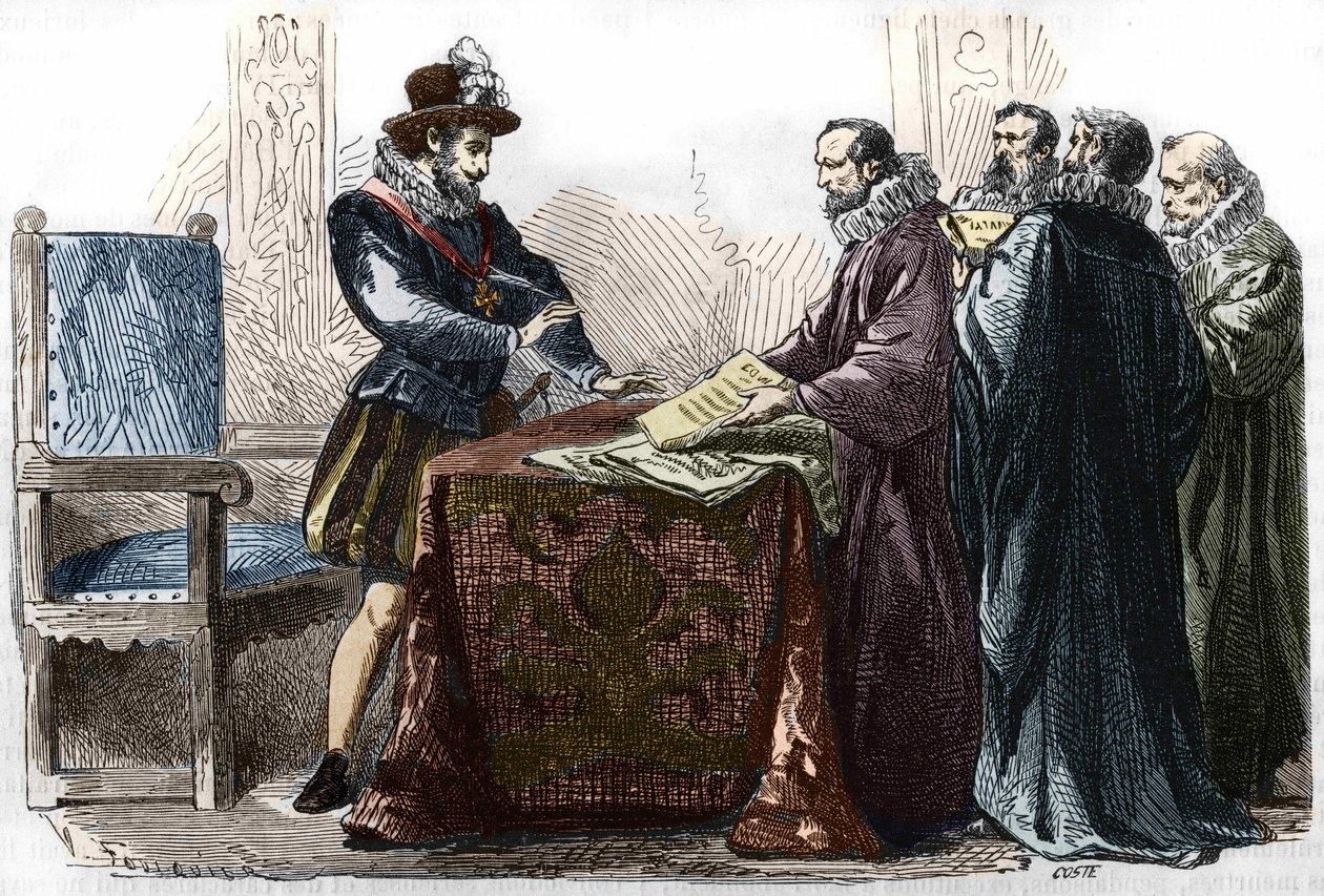 Henri IV (1553 - 1610) allekirjoitti Nantesin Edition 13. huhtikuuta 1598. tekijältä Unknown artist