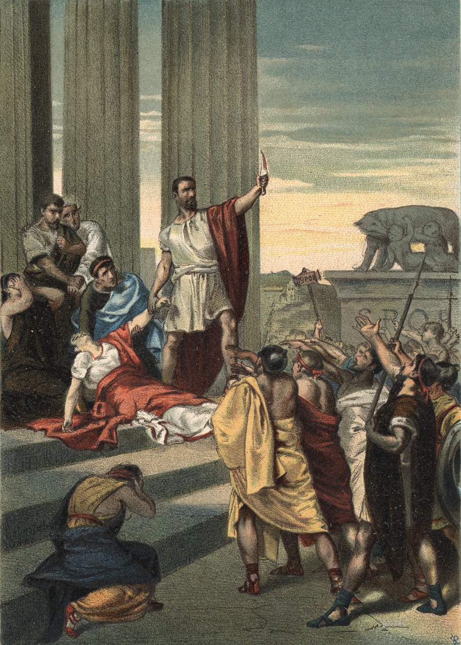 Muinaisen Rooman historia: Lucrece, Brutus ja Collatinus. Lucrece (Lucrezia, Lucretia, roomalainen nainen) joutui serkkunsa Sextus Tarquinin, Tarquin Superbin pojan, väkivallan uhriksi. Lucrece lähetti isänsä ja miehensä (Collatinus) hakemaan ja saapui muk tekijältä Unknown artist