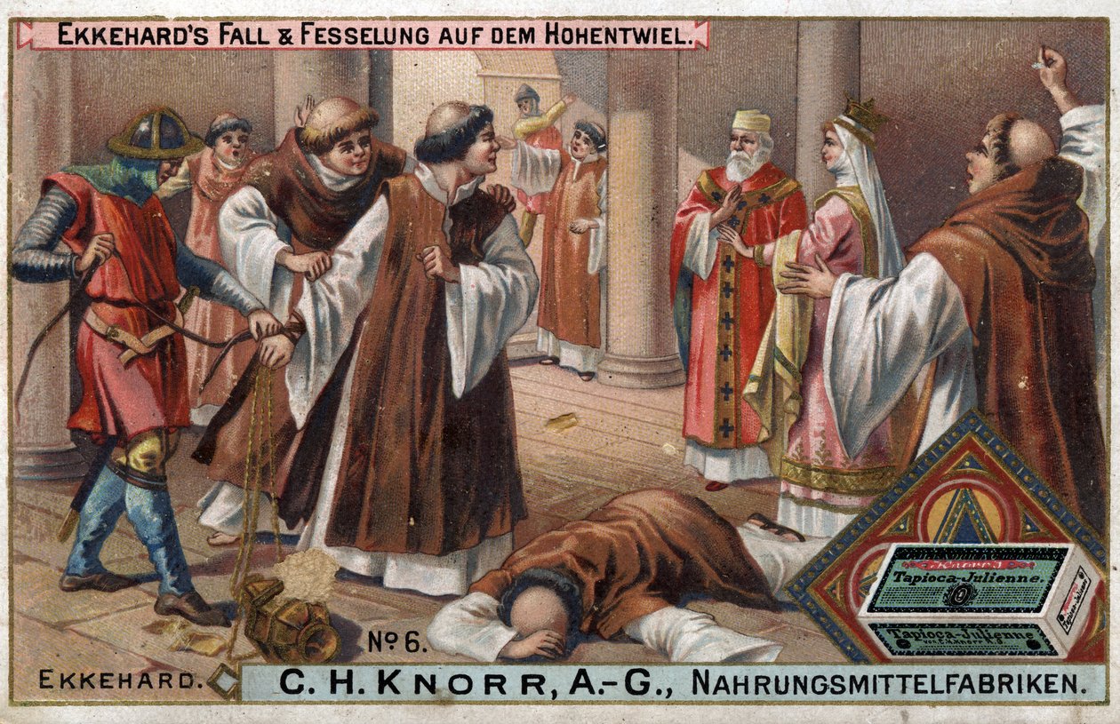 St. Gallenin Ekkehard IV:n (St. Gallen) tai Eckhardin, Eckhartin (980 -1057) oppinut ja latinalainen runoilija historia. Ekkehardin kaatuminen ja sen tsingit Hohentwielissä. tekijältä Unknown artist