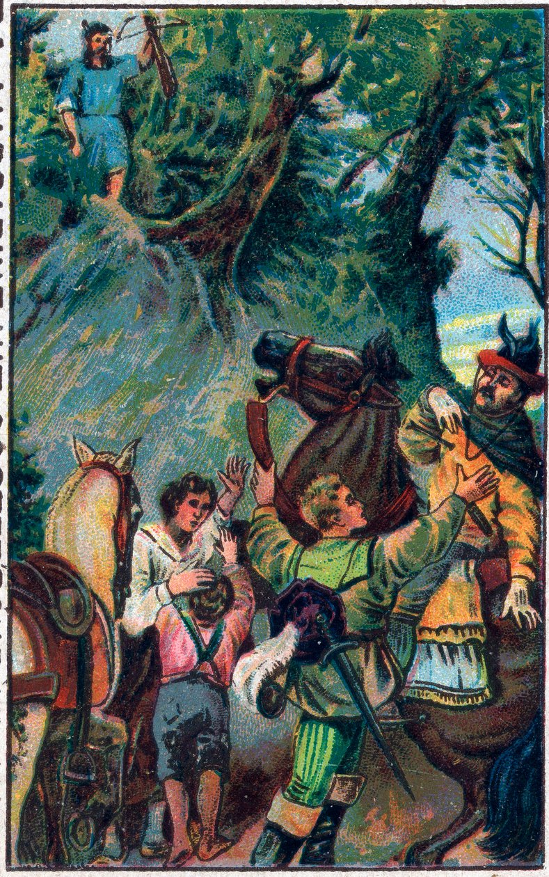 Guillaume Tellin (William Tell) historia (legendaariset Sveitsin itsenäisyyden sankarit): Gesslerin kuolema. 1800-luvun lopun kromolitografia. tekijältä Unknown artist