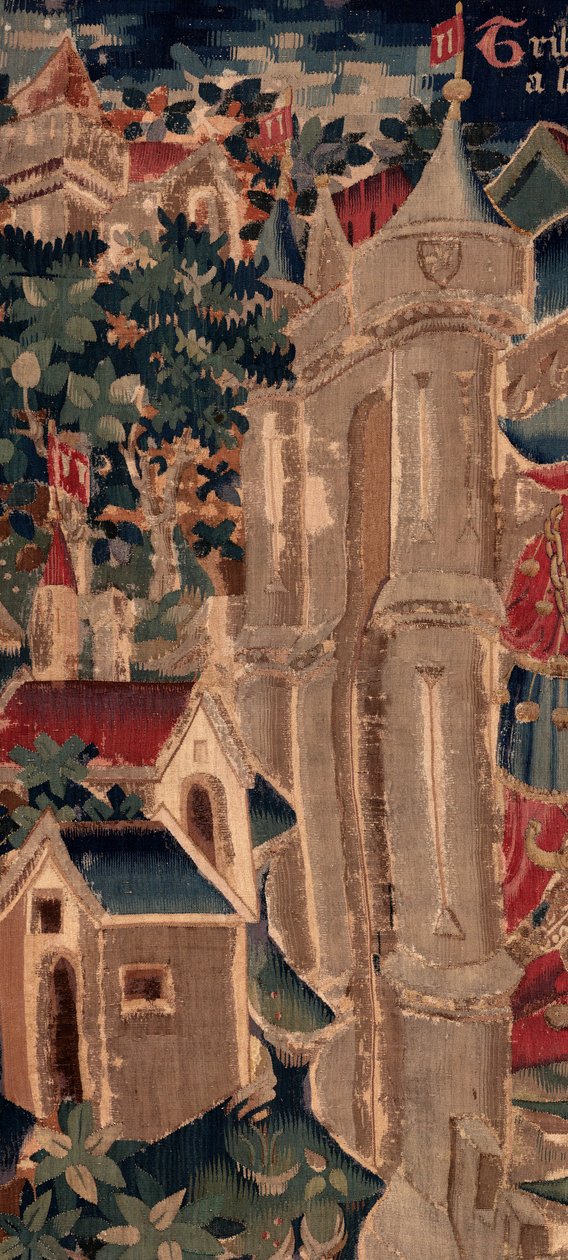 Saint Piatin ja Saint Eleuthèren historia, kohtaus 14: Rutto tuhoaa Tournain kaupungin. Yksityiskohta. tekijältä Unknown artist