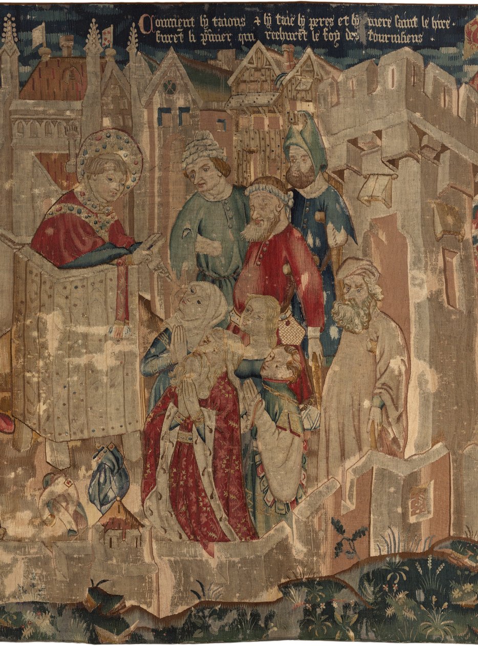 Saint Piatin ja Saint Eleuthèren historia, kohtaus 3: Saint Piat lähetetään Tournaisiin saarnaamaan uskoa tekijältä Unknown artist