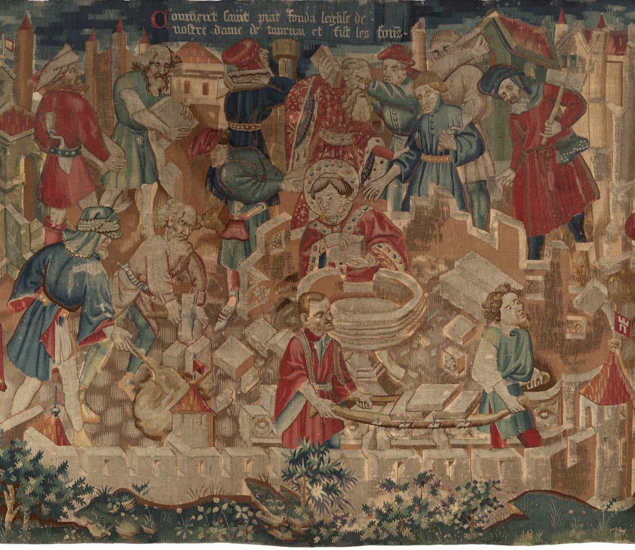 Saint Piatin ja Saint Eleuthèren historia, kohtaus 5: Kuinka pyhä Piat perusti Neitsyt Marian kirkon ja teki kastealtaat tekijältä Unknown artist
