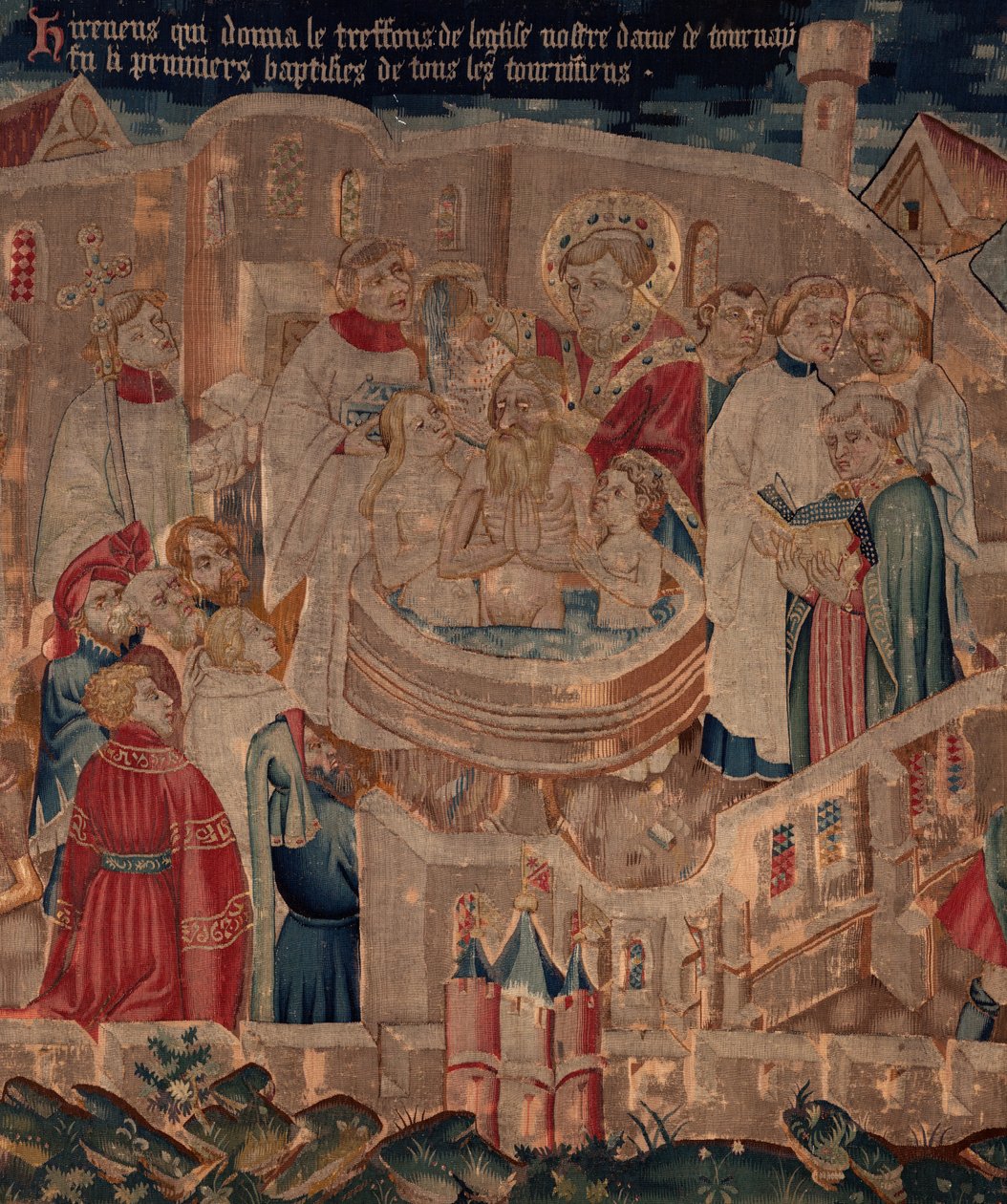 Saint Piatin ja Saint Eleuthèren historia, kohtaus 6 Yksityiskohta mid. Kastekohtaus. tekijältä Unknown artist