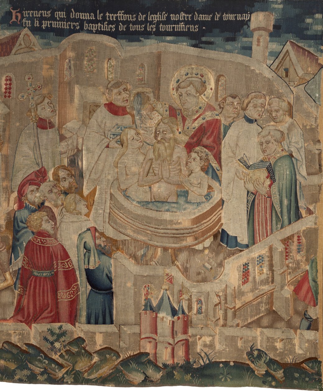 Saint Piatin ja Saint Eleuthèren historia, kohtaus 6: Hireneuksen ja hänen perheensä kaste tekijältä Unknown artist