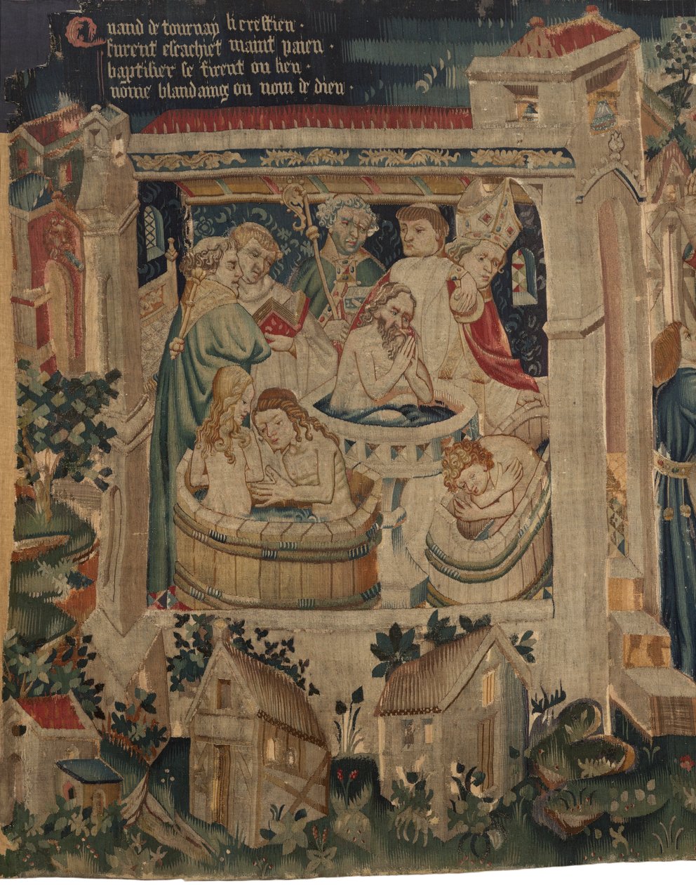 Saint Piatin ja Saint Eleuthèren historia, kohtaus 7: Maanpaossa olevien kristittyjen kaste tekijältä Unknown artist