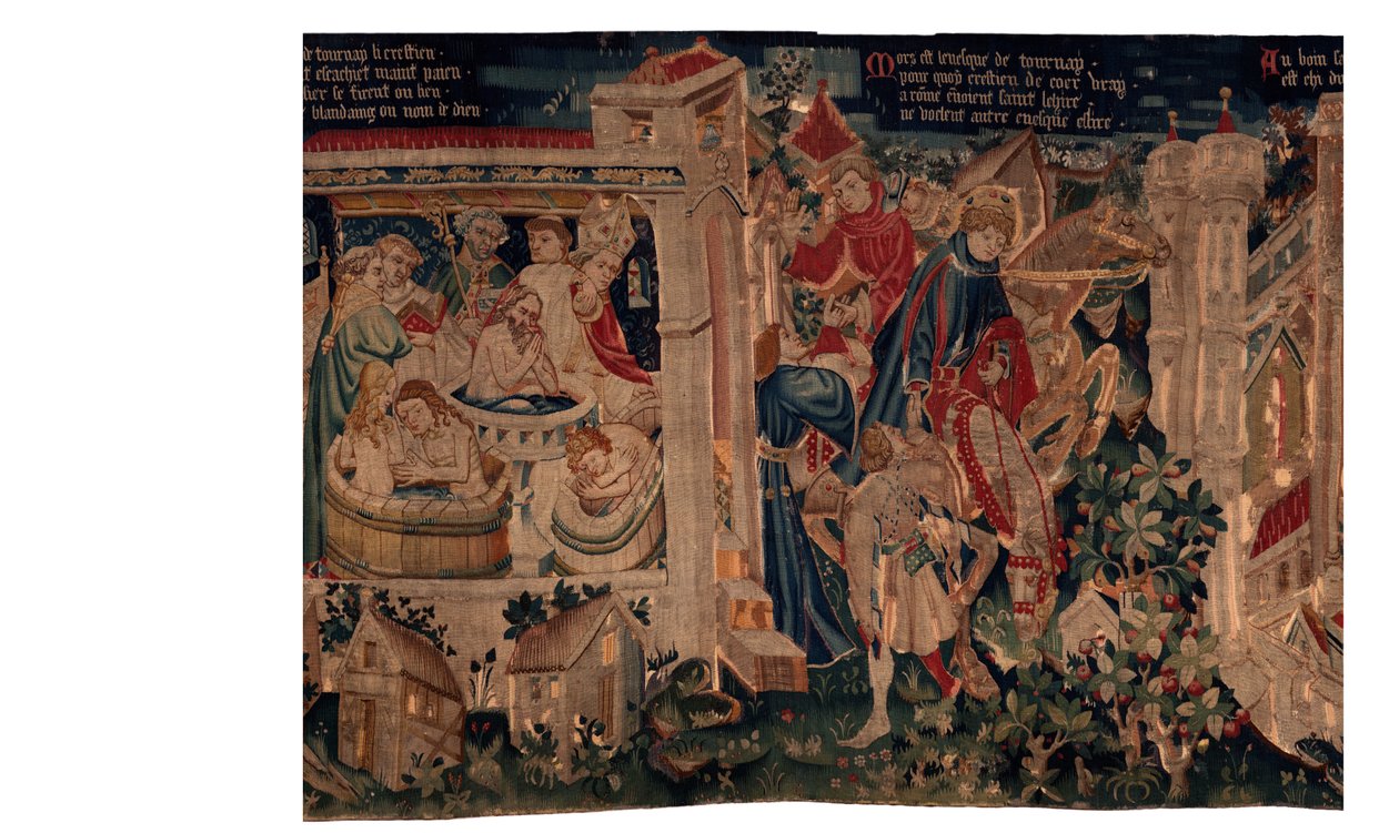 Saint Piatin ja Saint Eleuthèren historia, kohtaus 7 maanpaossa olevien kristittyjen kaste tekijältä Unknown artist
