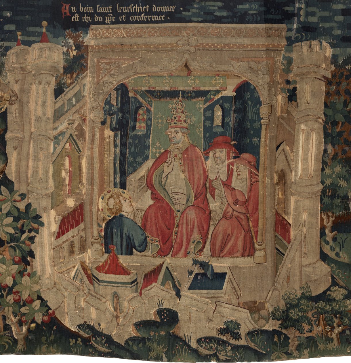 Saint Piatin ja Saint Eleuthèren historia, kohtaus 9: Paavi vahvistaa Saint Éleuthèren Tournain piispaksi tekijältä Unknown artist