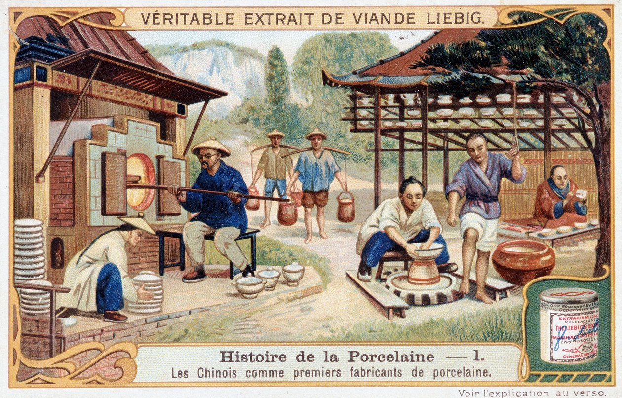 Posliinin historia: kiinalaiset ensimmäisinä posliinin valmistajina - Liebig-kromolitografia tekijältä Unknown artist
