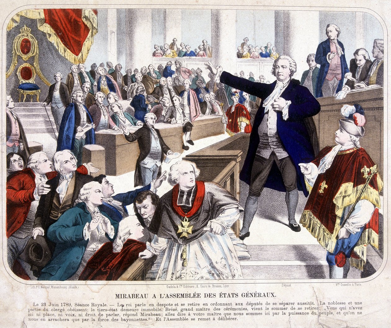 Honore Gabriel (Honore-Gabriel) Riqueti, Mirabeaun kreivi (1749-1791) États Génalesin konventissa: "Mene ja kerro herrallesi, että olemme täällä kansan voimalla ja että heidät vain viedään meiltä pistimien voimalla”” 23 tekijältä Unknown artist