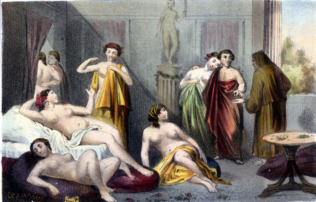 Talo antiikin Kreikassa. 1800-luvun sd-kaiverrus. tekijältä Unknown artist