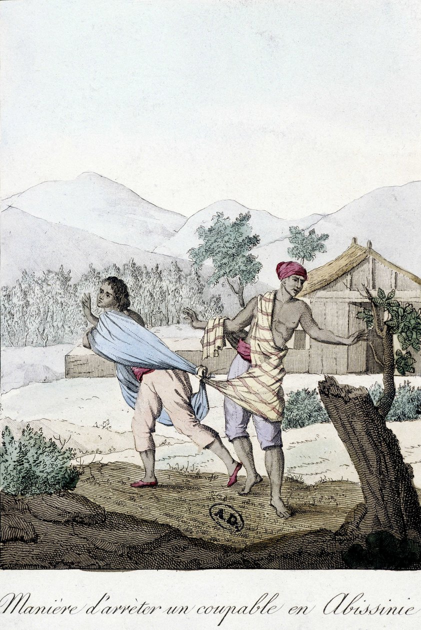 Kuinka pidättää syyllinen Abessiniassa (Abissinia) - kaiverrus tekijältä Unknown artist