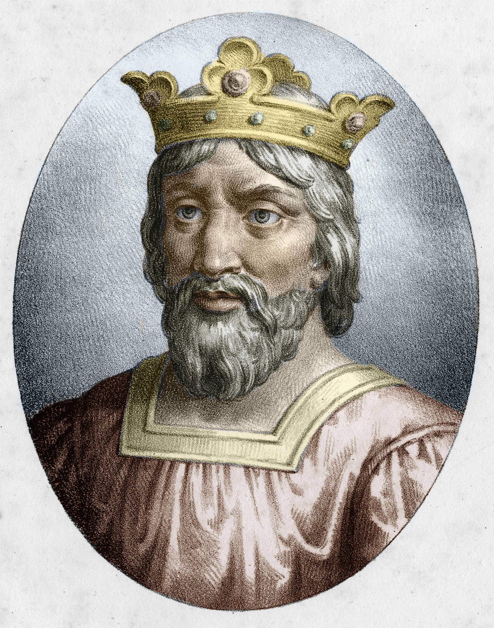 Hugues Capet (941-996), Ranskan kuningas, Kapetian dynastian perustaja. Kaiverrus 1800-luvulta. tekijältä Unknown artist