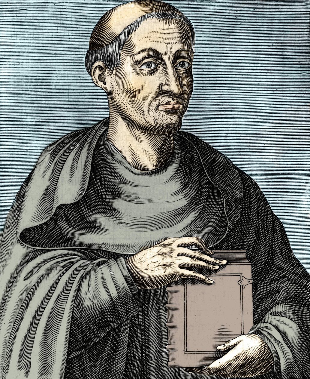 Hugues de Saint Victor. ranskalainen teologi ja filosofi. 12. vuosisadalla. Kaiverrus 1600-luvulta. tekijältä Unknown artist