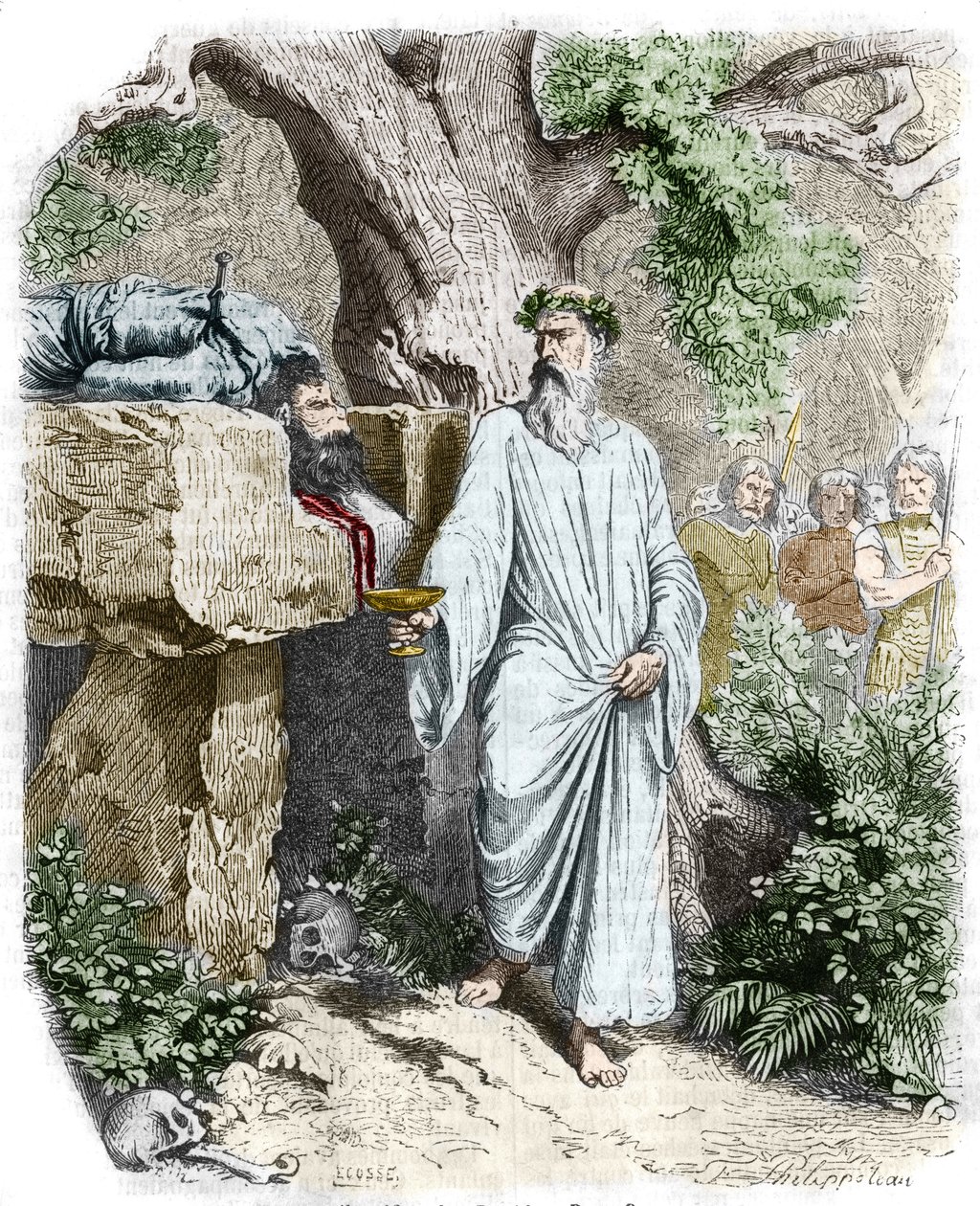 Gallilaisen druidin ihmisuhri - Anquetilin "Histoire de France" -kirjassa. 1800-luvulla. tekijältä Unknown artist