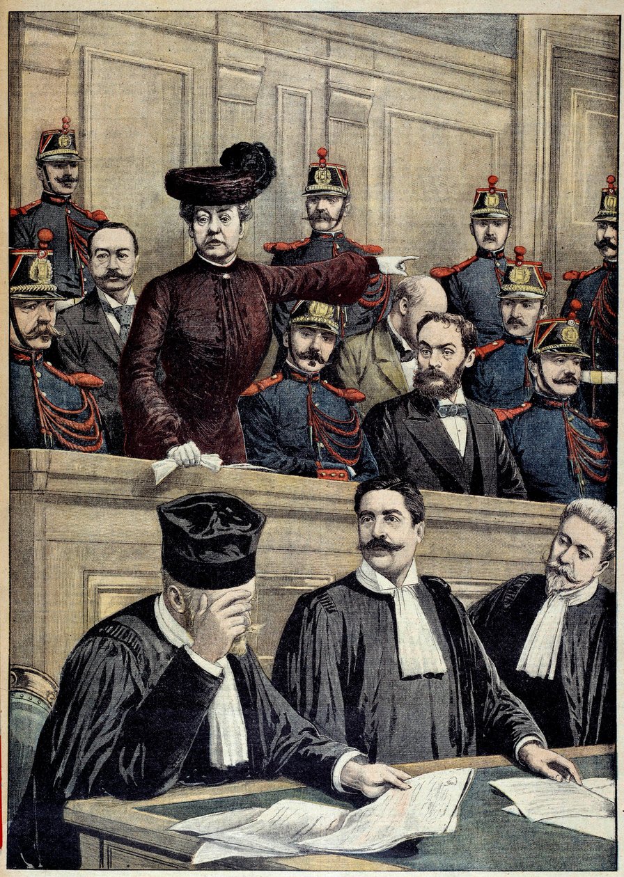 Humbertin tapaus: oikeudenkäynti Therese Humbertia (1856-1918) vastaan, jota edusti ranskalainen roisto, joka teeskenteli olevansa amerikkalaisen miljonäärin perintö. 1903 Yksityinen kokoelma tekijältä Unknown artist