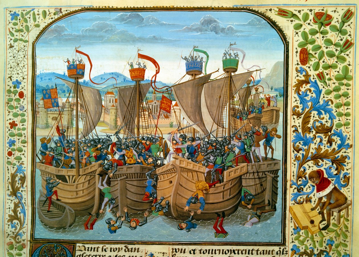 Satavuotinen sota: "" Eclusen meritaistelu, Sluis (Alankomaat) 20.6.1340, joka vastusti ranskalaista Philippe VI of Valois
