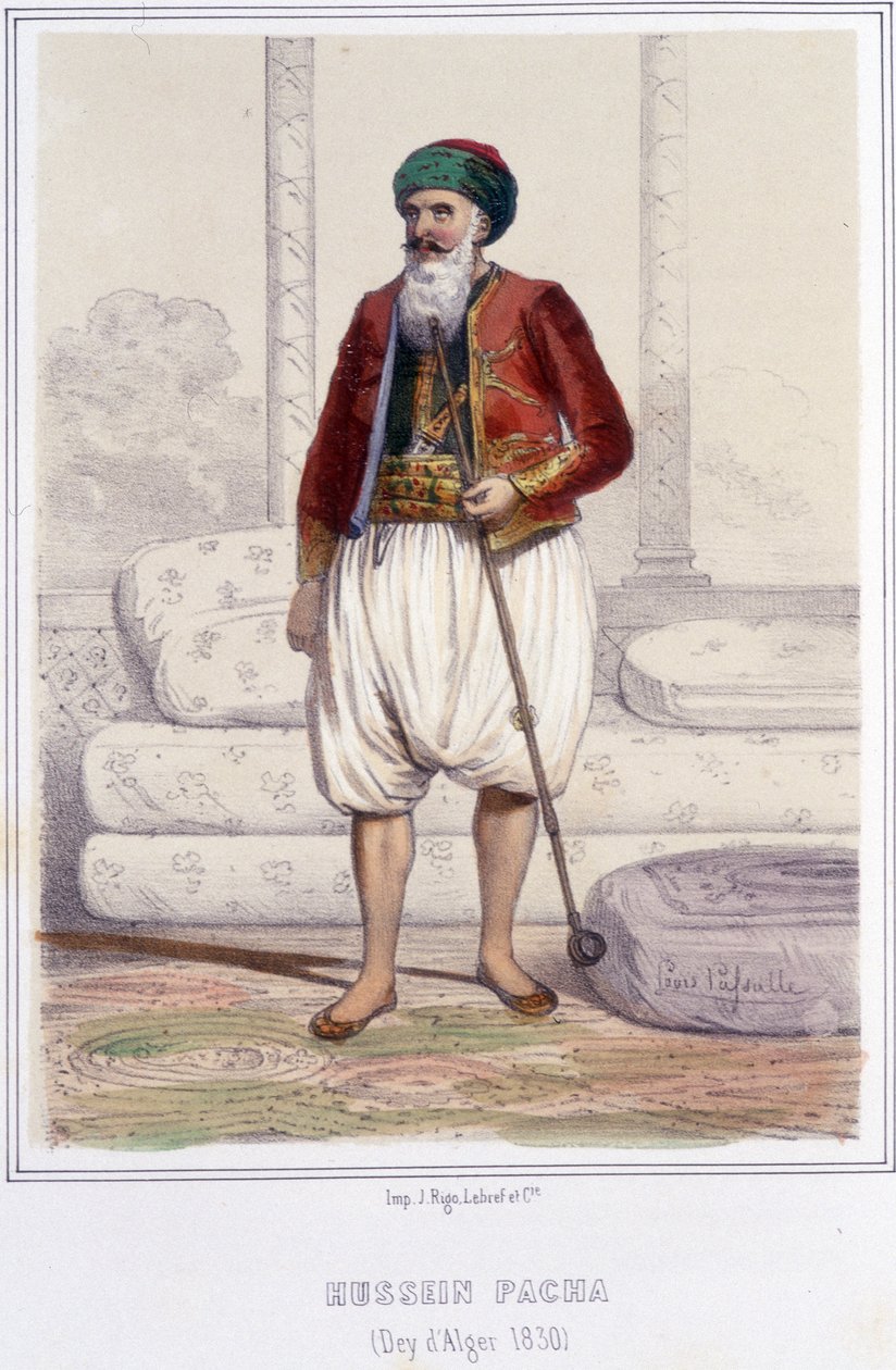 Hussein pasha, dey (isosetä) Algerista vuodesta 1818 vuoteen 1830, jolloin ranskalaiset valtasivat Algerin. tekijältä Unknown artist