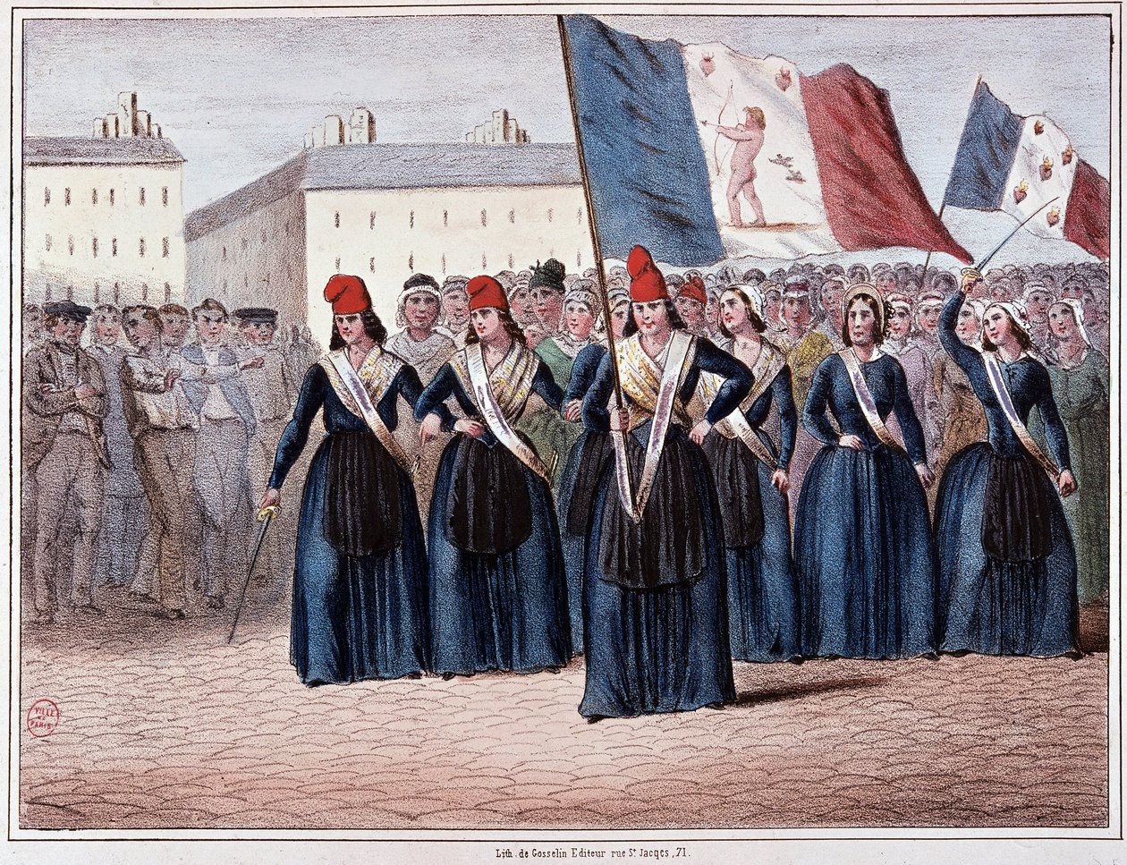 Ikarialaiset, vesuvilaiset ja muut kansalaiset vaativat aviomiesten välitöntä lakkauttamista... koska kiireellisyyttä ei luvattu odottaa perustuslakiin asti (vallankumous 1848). tekijältä Unknown artist