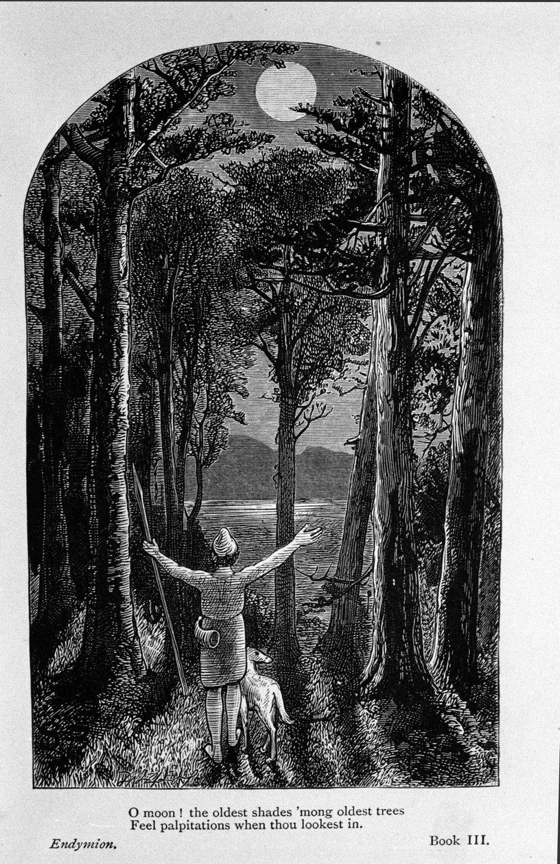 Kuvitus "Endymion" runoilija John Keats (1795-1821) 18th century tekijältä Unknown artist