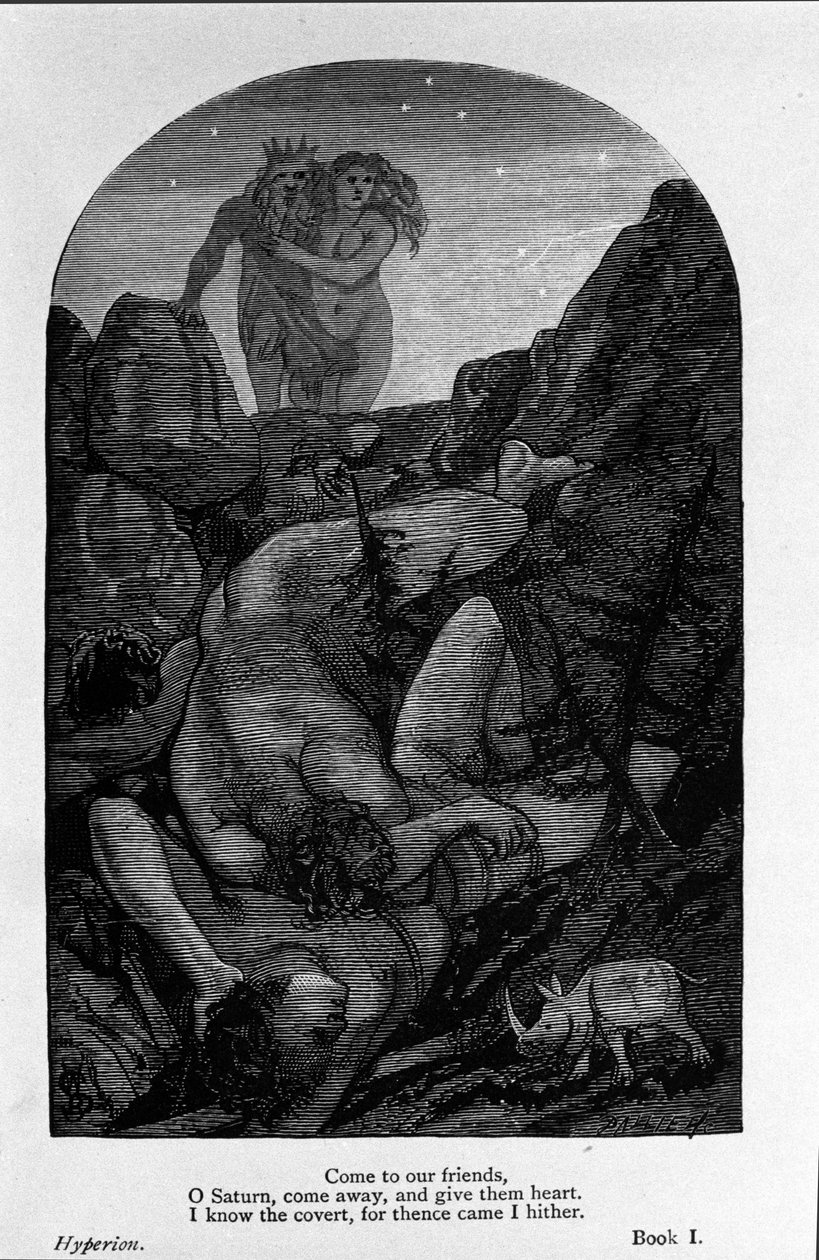 Kuvitus runoilija John Keatsin (1795-1821) "Hyperionille" 1800-luku tekijältä Unknown artist