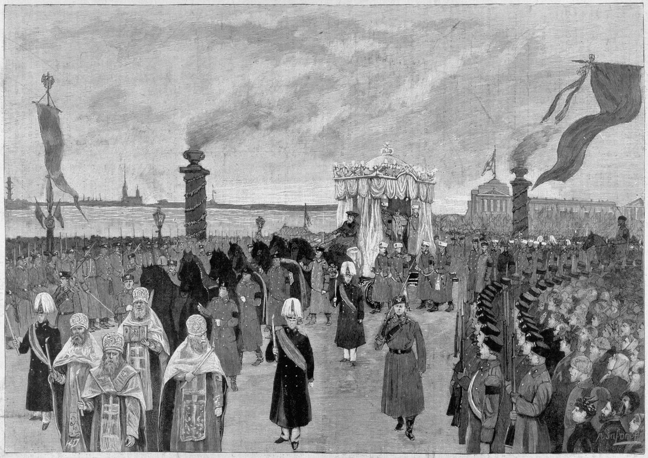Kuva tsaari Aleksanteri III:n hautajaisista vuonna 1894. tekijältä Unknown artist