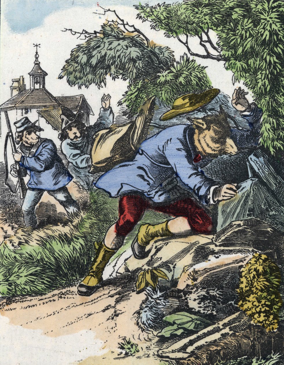 Kuvitus tarinasta "Hyvä äitilammas". "" Tarinoita kodista pienimmille"". Anonyymi kaiverrus 1800-luvulta. tekijältä Unknown artist