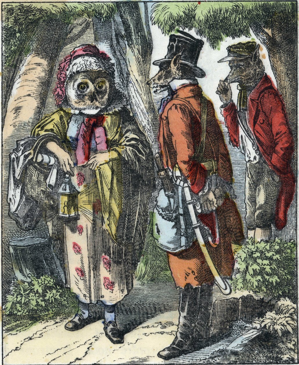 Kuvitus tarinasta "Hyvä äitilammas". "" Tarinoita kodista pienimmille"". Anonyymi kaiverrus 1800-luvulta. tekijältä Unknown artist