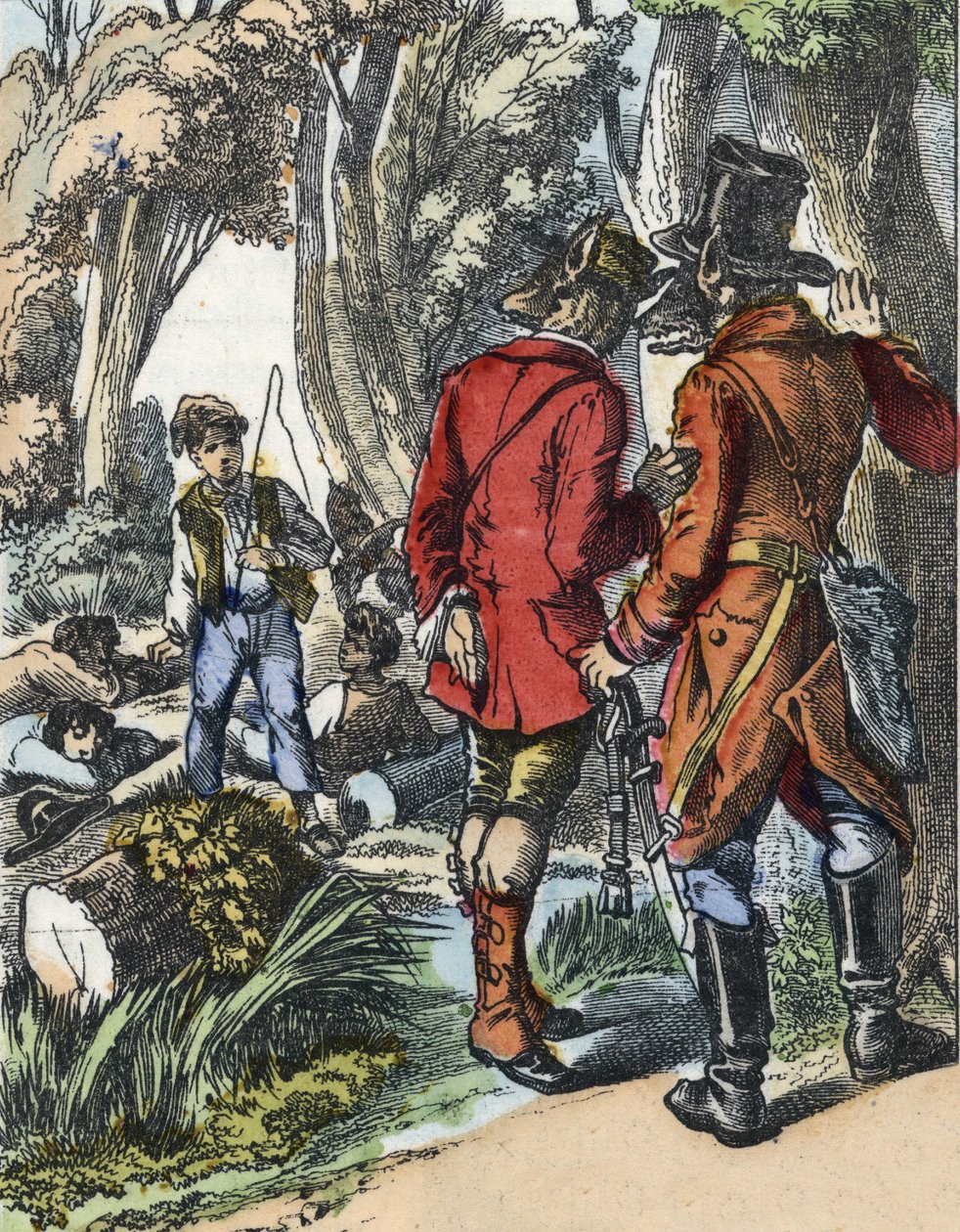 Kuvitus tarinasta "Hyvä äitilammas". "" Tarinoita kodista pienimmille"". Anonyymi kaiverrus 1800-luvulta. tekijältä Unknown artist
