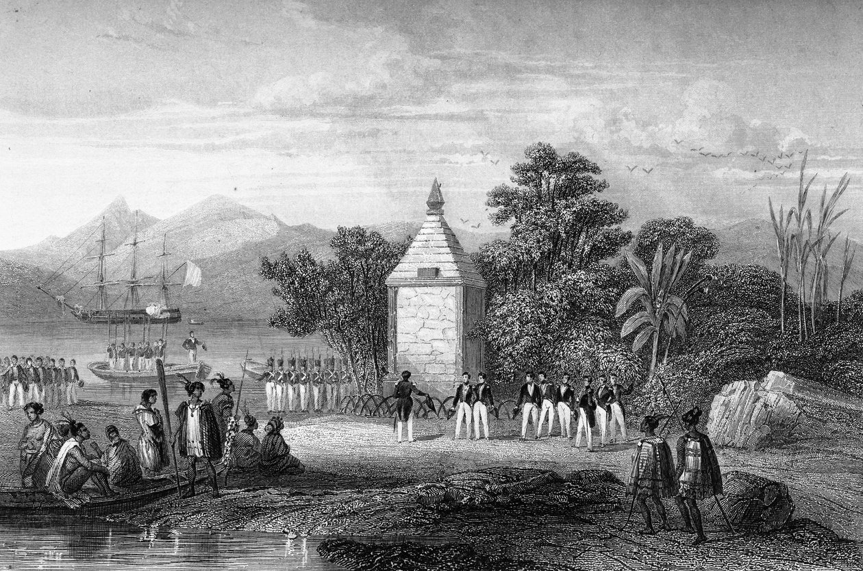Kapteeni Durville avasi muistomerkin ranskalaisen merenkulkijan Jean-Francois Galaupin, La Perousen kreivin (Jean Francois Laperouse) kunniaksi tekijältä Unknown artist