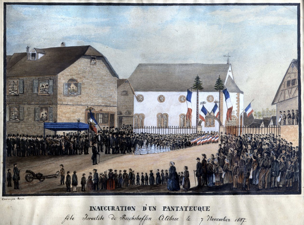 Pentateukin avajaiset, Reichshoffenin juutalaiset juhlat, joita vietettiin 7.11.1857. tekijältä Unknown artist