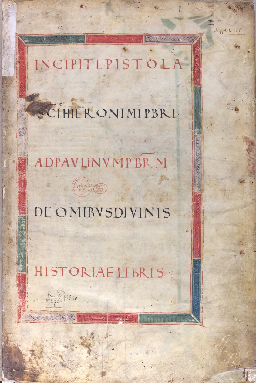 Epistolan incipit-sivu, 1100-luku (miniatyyri, kalvokäsikirjoitus) tekijältä Unknown artist