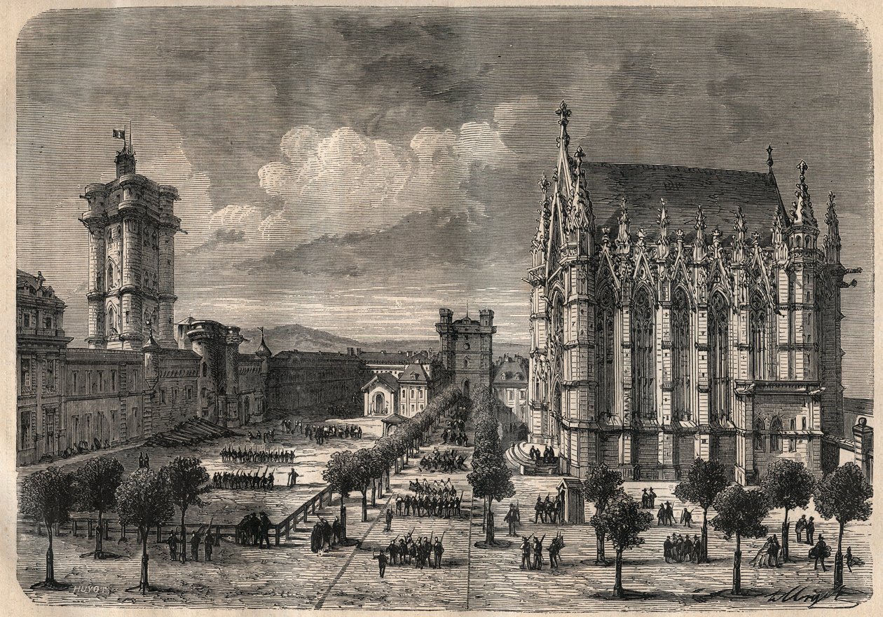 Sisäkuva Vincennesin linnasta 1800-luvulla - kaiverrus vuodelta 1875 tekijältä Unknown artist