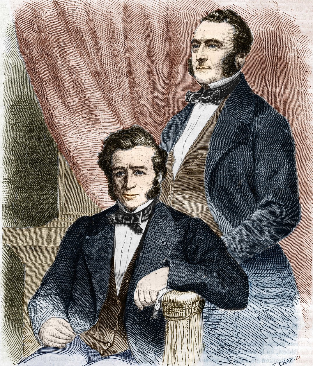 Isaac (1800 - 1875) ja Emile (1806 - 1880) Pereire, Societe de Credit Mobilier ja Compagnie Generale Transatlantiquen perustajat tekijältä Unknown artist