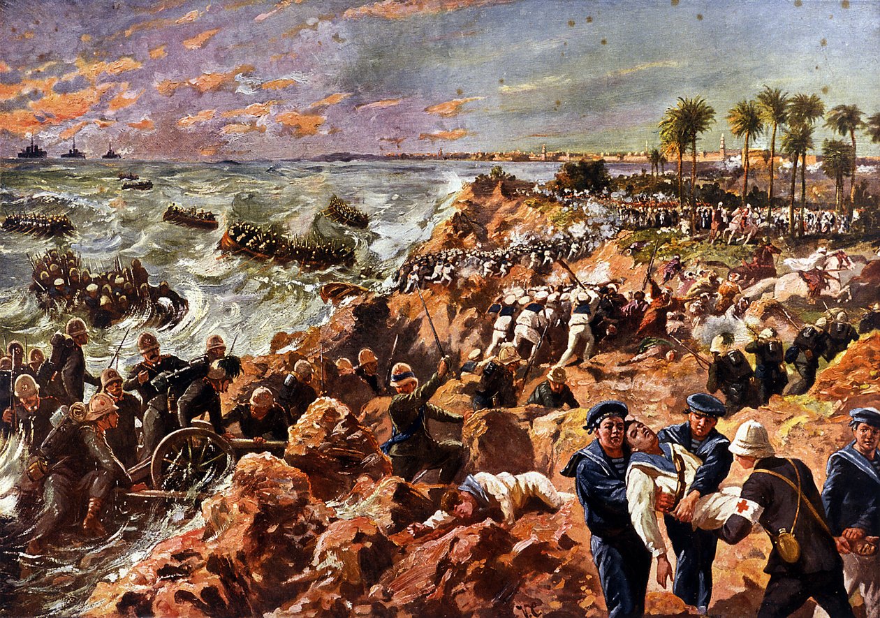 Italian ja Turkin sota (Italo Turca) (1911-1912): Italialaisten joukkojen hajaantuminen ja Bengasin (Bengasi, Libya) taistelu 11. lokakuuta. tekijältä Unknown Artist