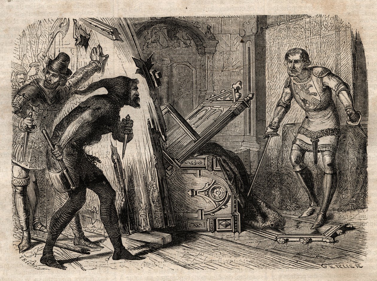 Jacob Van Artevelde (1290-1345) Murhattu vuonna 1345 - Gentin viisaana miehenä tunnettu Jacques (Jacob) Van Artevelde (1287 - 1345) joutuu Gentin porvariston iskun alle vuonna 1345 - kaiverrus "Kansan kuvitukseen" Sanakirja” - 1864 - Joseph tekijältä Unknown artist