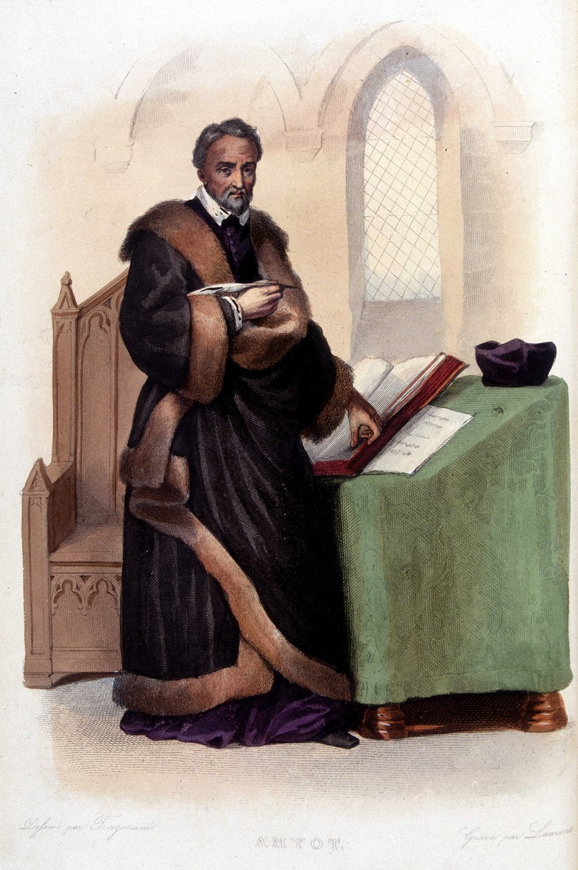 Jacques Amyot (1513-1593), ranskalainen humanisti ja kirjailija, - teoksessa "Le Plutarque francais", toim. Mennechet tekijältä Unknown artist