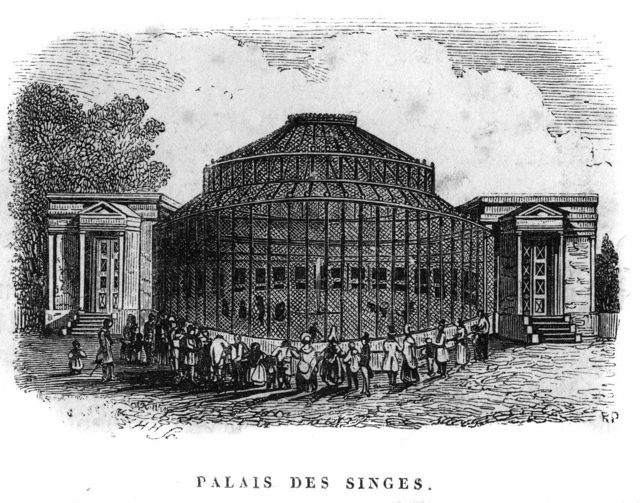 Jardin des Plantes Pariisissa vuonna 1861: apinoiden palatsi. tekijältä Unknown artist