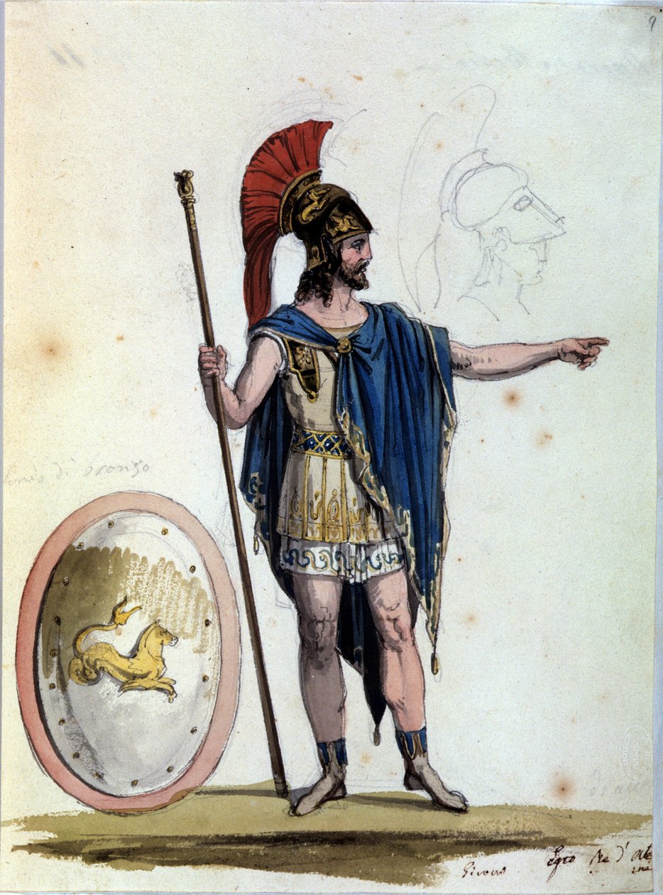 Jasonin hahmo. Luigi Cherubinin (1760-1842) oopperaan Medee esitykseen La Scalassa (Milano, Italia) vuosina 1822-1823. tekijältä Unknown artist