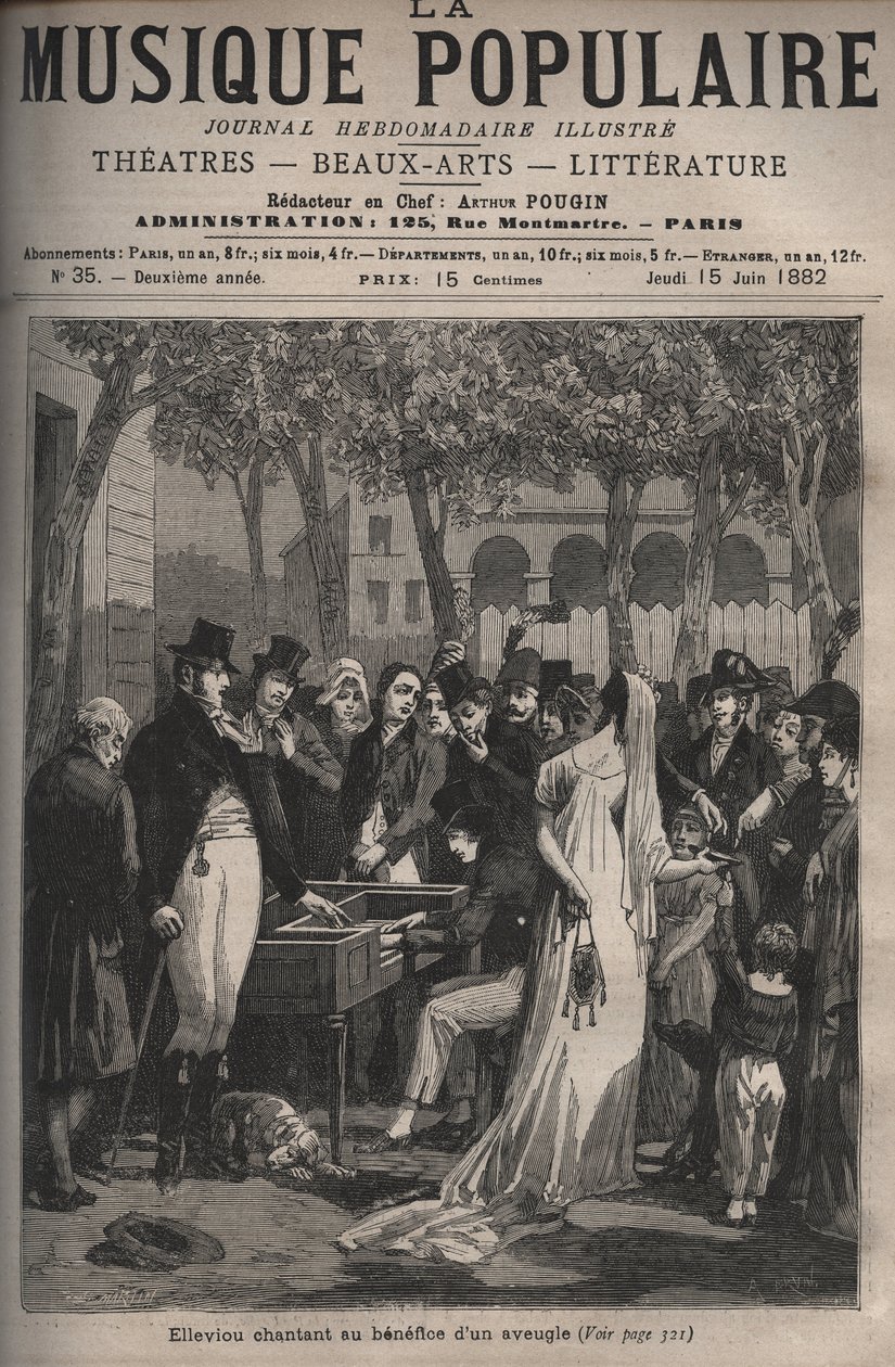 Jean Elleviou, ranskalainen laulaja, koomikko ja libretisti (1769-1842), joka lauloi sokean miehen hyväksi vuonna 1801 Champs-Elysees