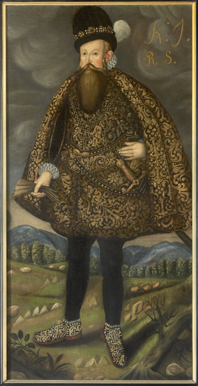 Jean III roi de Suede - Ruotsin kuninkaan Johannes III:n (1537-1592) muotokuva, Nimetön. Öljy kankaalle. Mitat: 195x98 cm. Tukholman kansallismuseo tekijältä Unknown artist