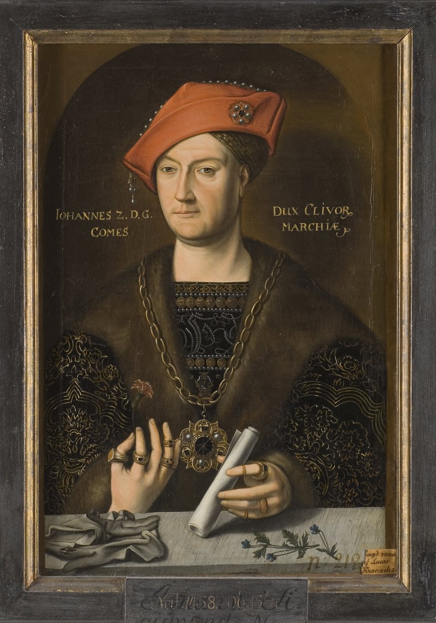 Jean II de Cleves, dit le Clement - Muotokuva Johannes II:sta (1458-1521), Clevesin herttua, Markuksen kreivi, Anonyymi. Öljy kankaalle. Mitat: 66 x 45 cm. Tukholman kansallismuseo tekijältä Unknown artist