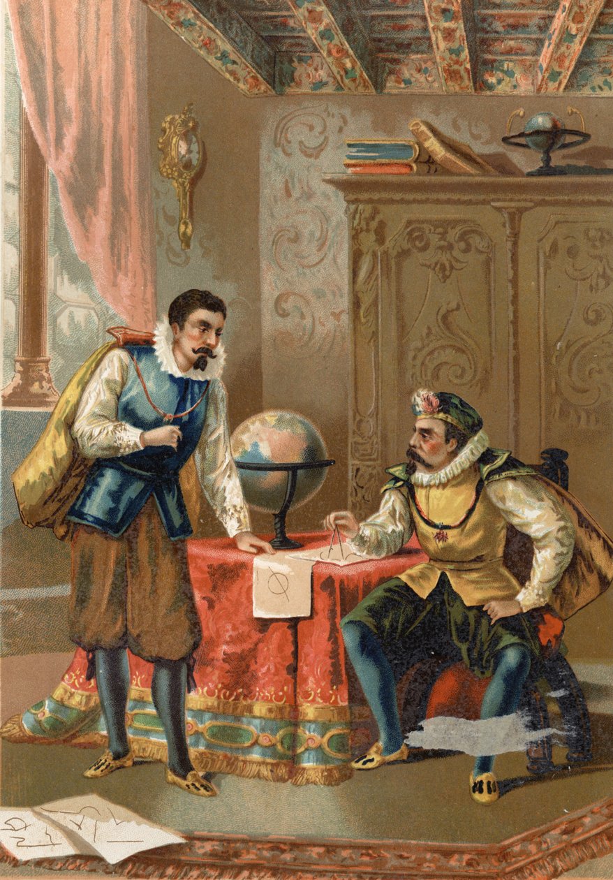 Johannes Kepler (Keppler) (1571 - 1630) Tycho Brahen (1546-1601), tähtitieteilijöiden kanssa, Praha vuonna 1600 - Louis Figuierin, Barcelonan Tiede ja sen miehet jälkeen tekijältä Unknown artist