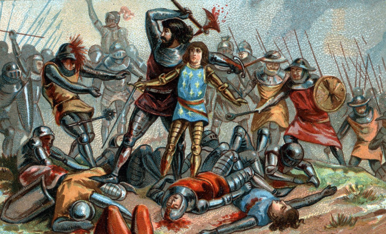 Johannes II Hyvä ja hänen poikansa Philip Hardi kävivät Poitiersin taistelun vuonna 1356. tekijältä Unknown artist